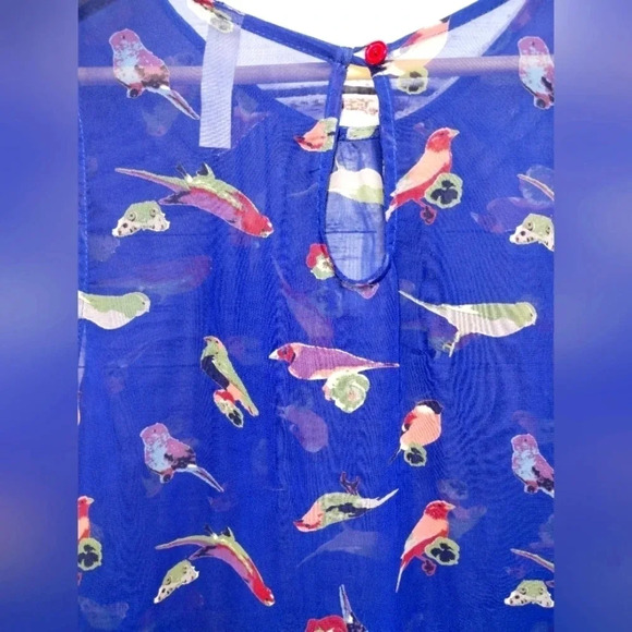 Audrey 3+1 Bird Tank in Blue Size Medium Maximalist Sheer Sequins Summer - Picture 4 of 8